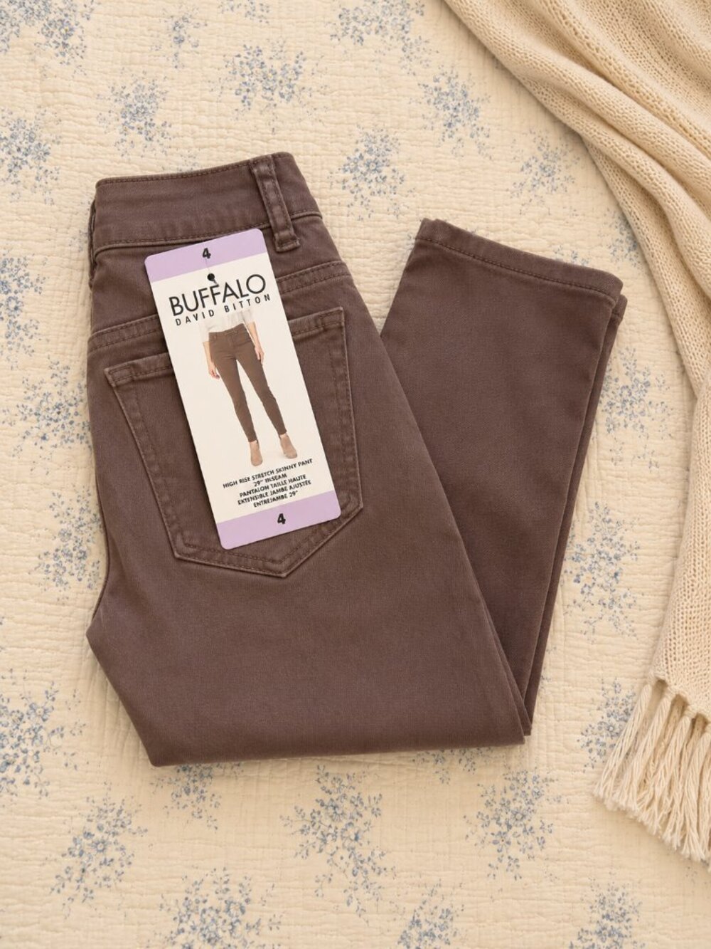 TWO PAIRS BUFFALO JEANS PANTS WOMEN  SIZE 4  TAUPE & LIGHT GREEN - Picture 3 of 3